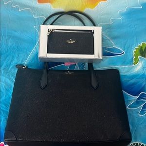 Kate spade glitter tote and wallet